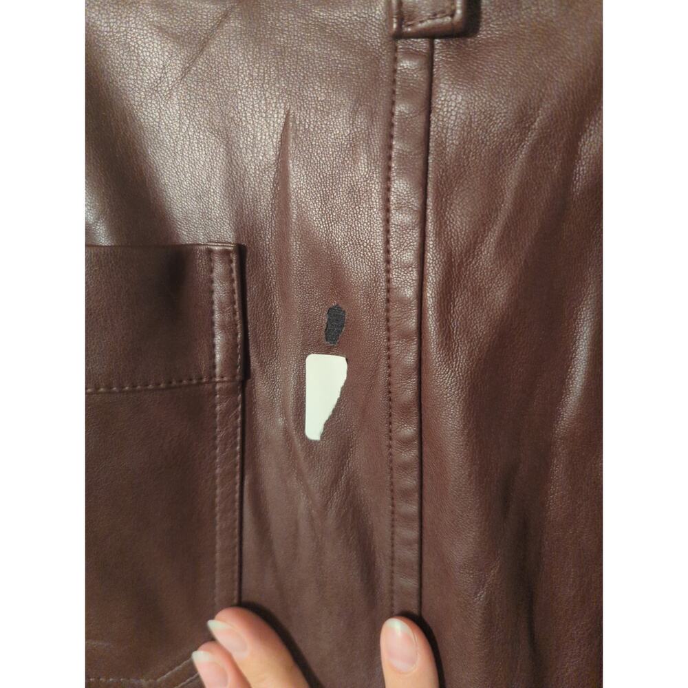 RTR Saunders Brown Faux Leather Slit Midi Skirt Size 14 - Picture 8 of 8
